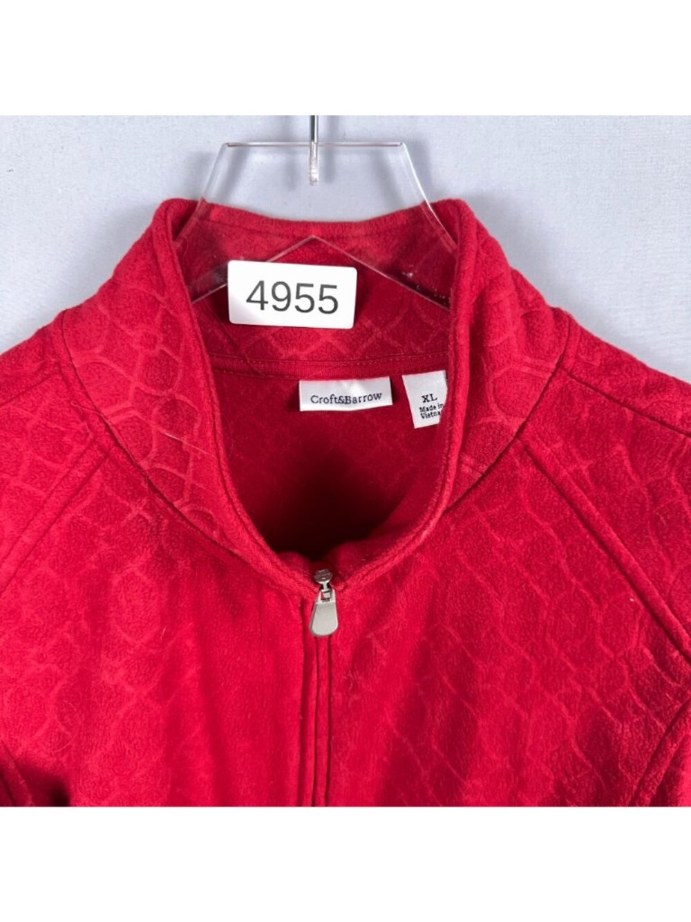 Croft & Barrow Vest Size XL Red Quilted Full-Zip Sleeveless Geometric Pattern - Picture 10 of 10